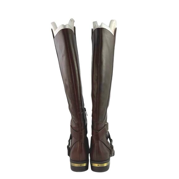 NEW Vince Camuto Preshent Women's Brown Leather Zip Knee High Riding Boots Sz 9 - Picture 3 of 7